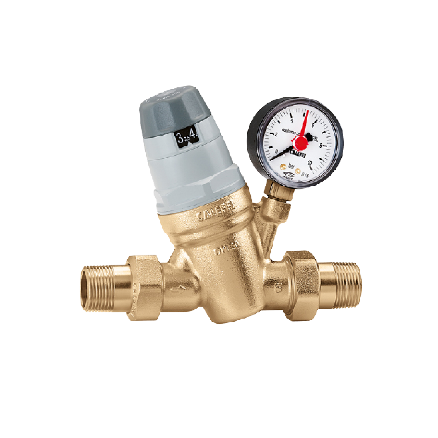 Pressure reducing valve with pressure gauge connection. 1/2″-2″